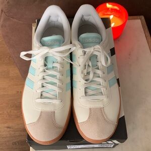 Adidas VL Court Base White and Light Blue Sneakers